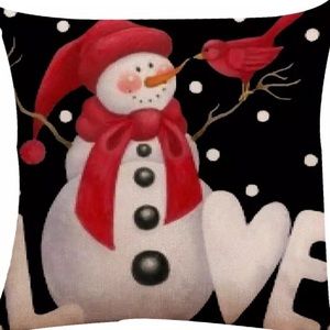 Pillow Cover- NEW- Christmas Snowman Love